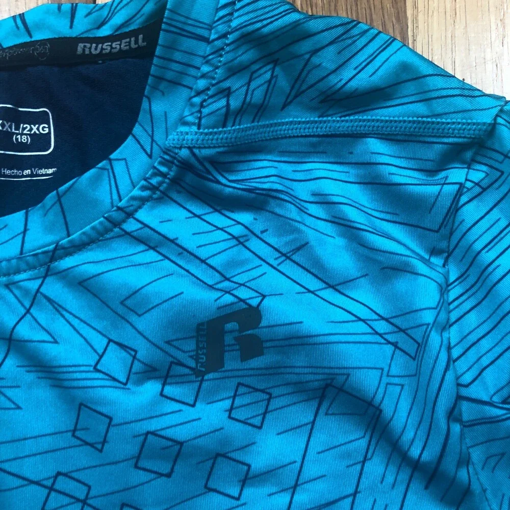 Athletic‎ Shirt Girls XXL 2XL Blue Dri Power Russell Youth
